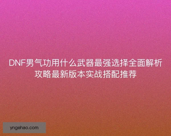DNF男气功用什么武器最强选择全面解析攻略最新版本实战搭配推荐