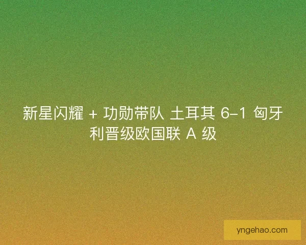 新星闪耀 + 功勋带队 土耳其 6-1 匈牙利晋级欧国联 A 级