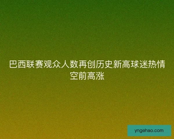巴西联赛观众人数再创历史新高球迷热情空前高涨